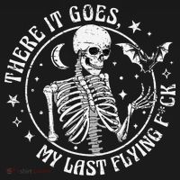 There It Goes My Last Flying F Halloween Skeleton Funny Polo thumb 3