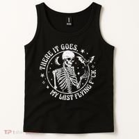 There It Goes My Last Flying F Halloween Skeleton Funny Tank Top thumb 2