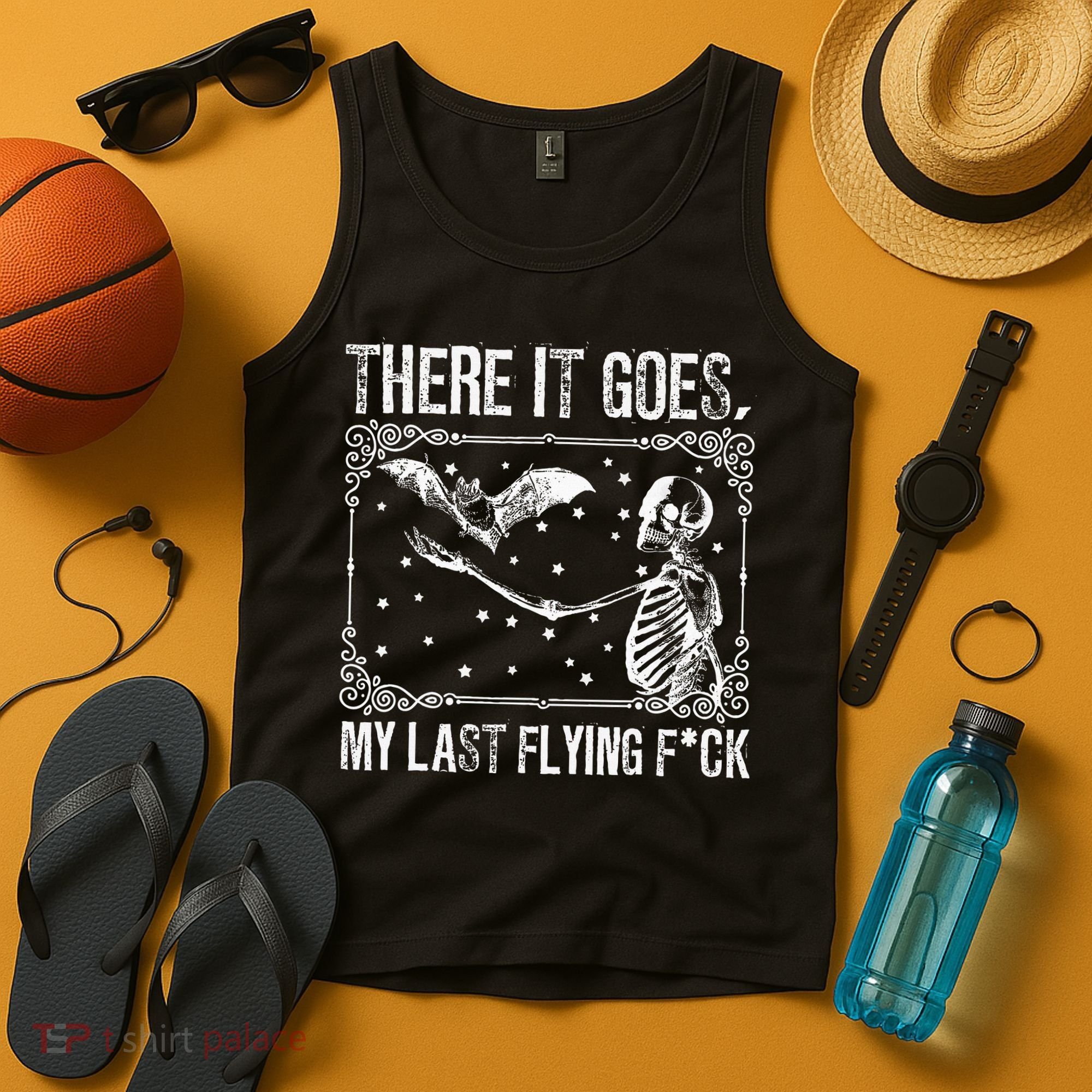 There It Goes My Last Flying F Skeletons Funny Halloween Tank Top