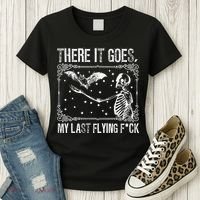 There It Goes My Last Flying F Skeletons Funny Halloween Women's T-Shirt thumb 3