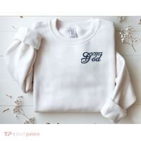 Trust In God Christian Faith In Jesus Midnight Blue Embroidered Embroidered Sweatshirt thumb 2