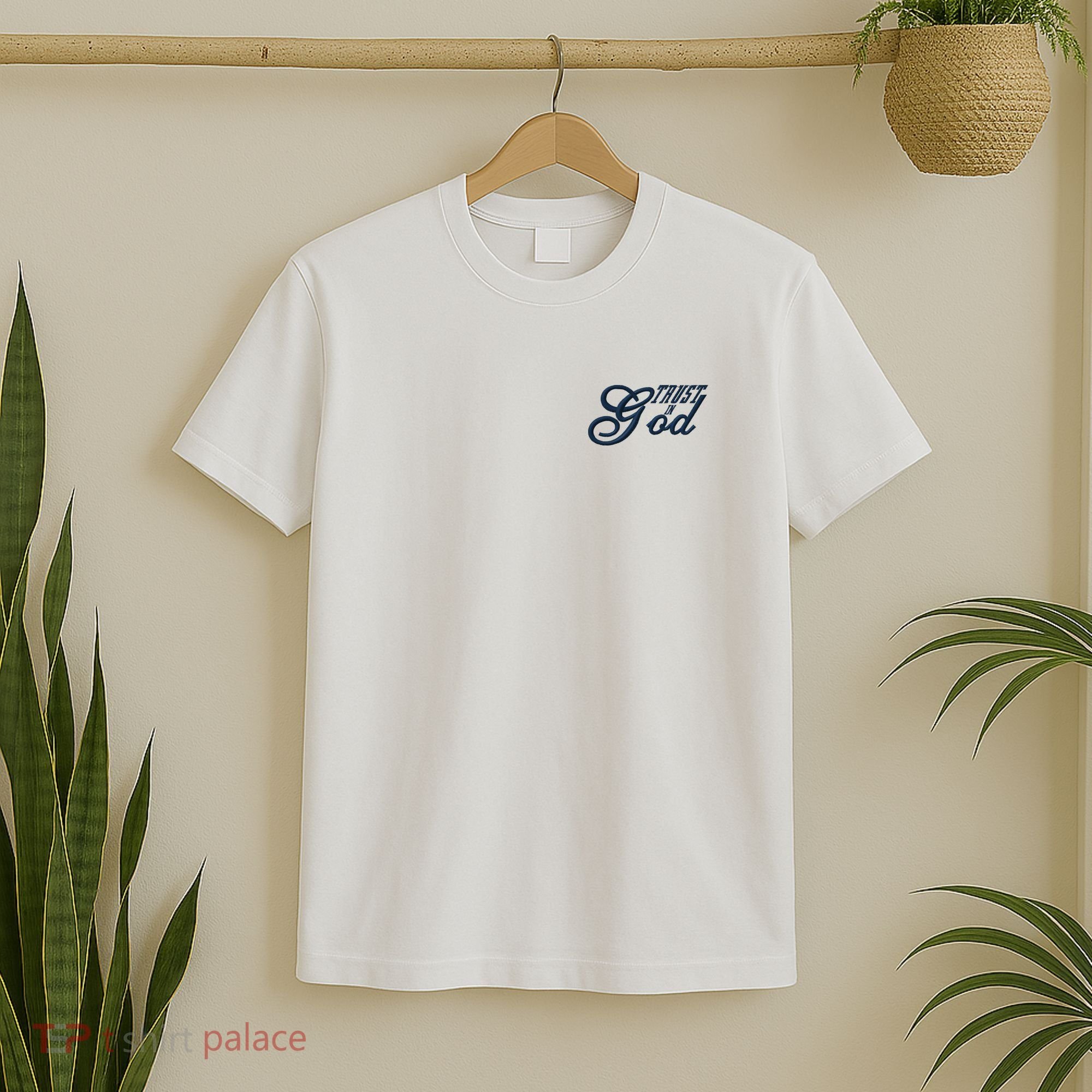 Trust In God Christian Faith In Jesus Midnight Blue Embroidered Embroidered T-Shirt