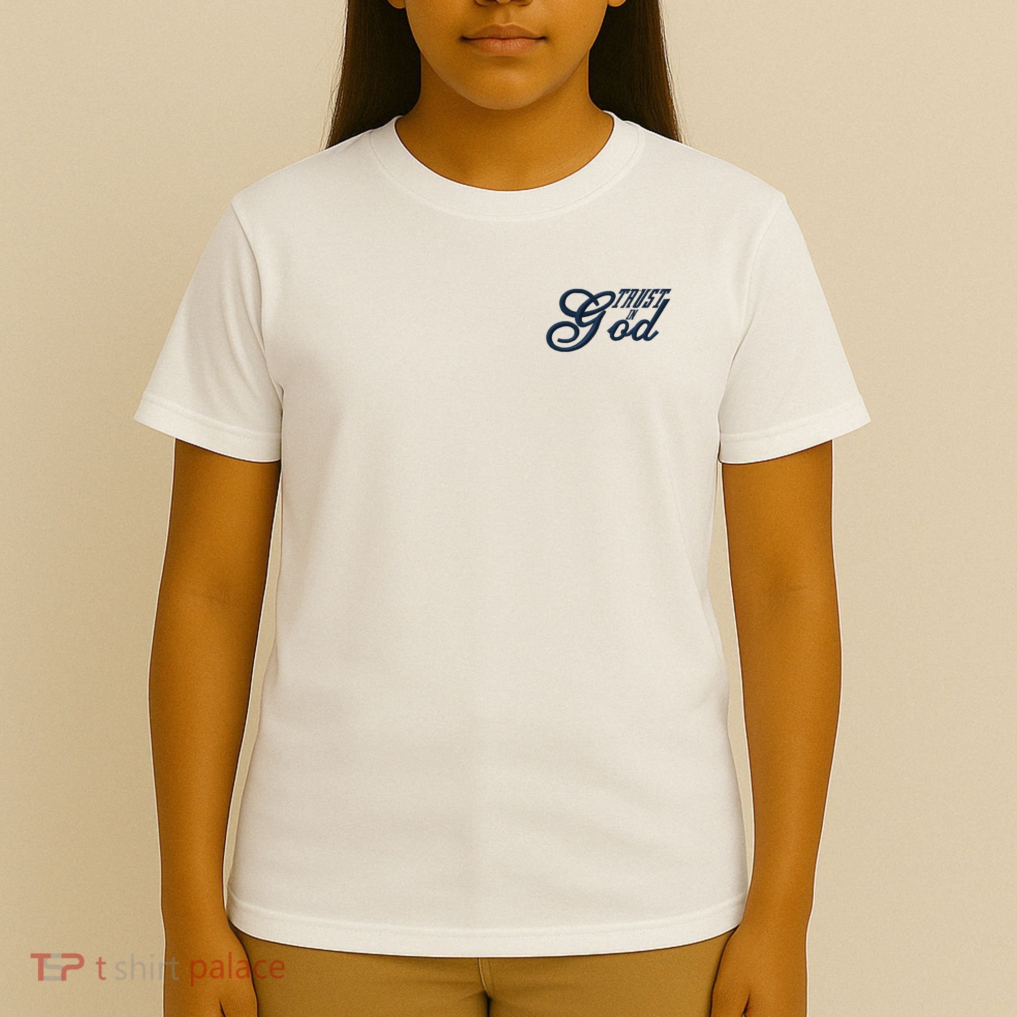 Trust In God Christian Faith In Jesus Midnight Blue Embroidered Embroidered T-Shirt