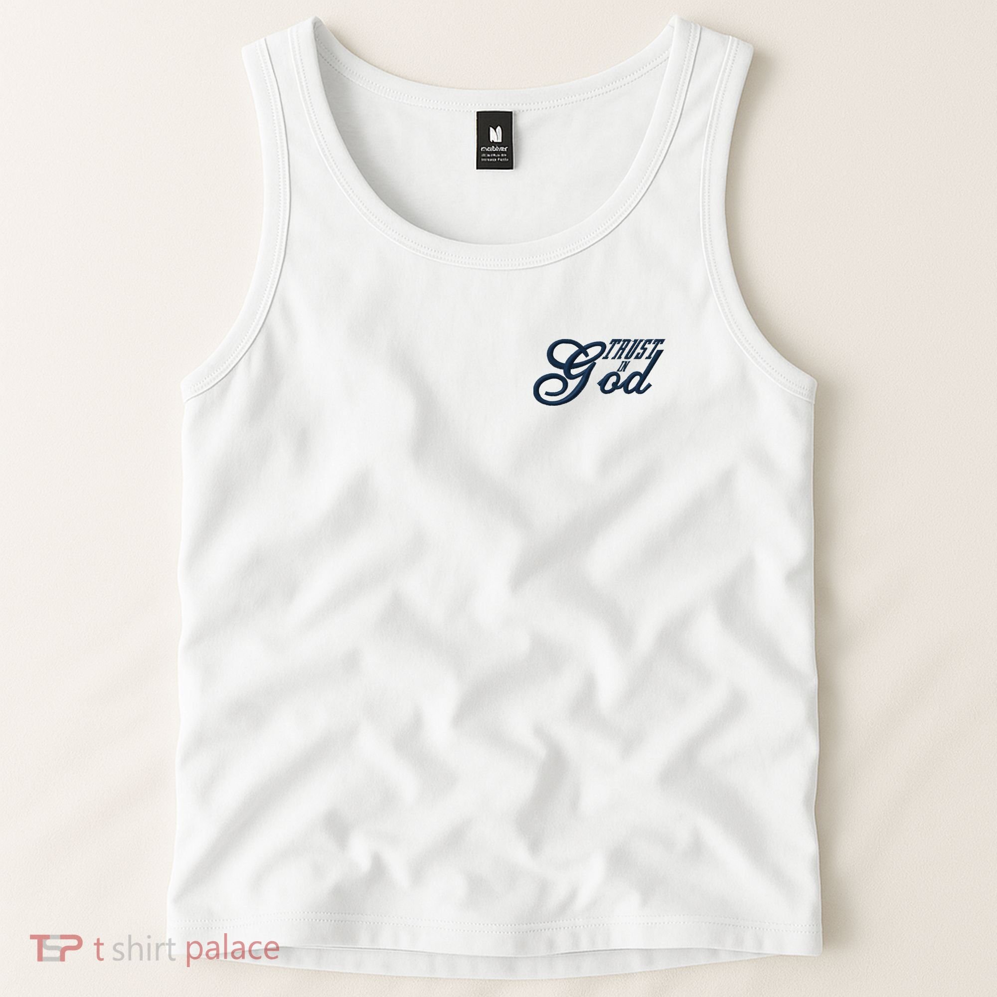 Trust In God Christian Faith In Jesus Midnight Blue Embroidered Embroidered Tank Top