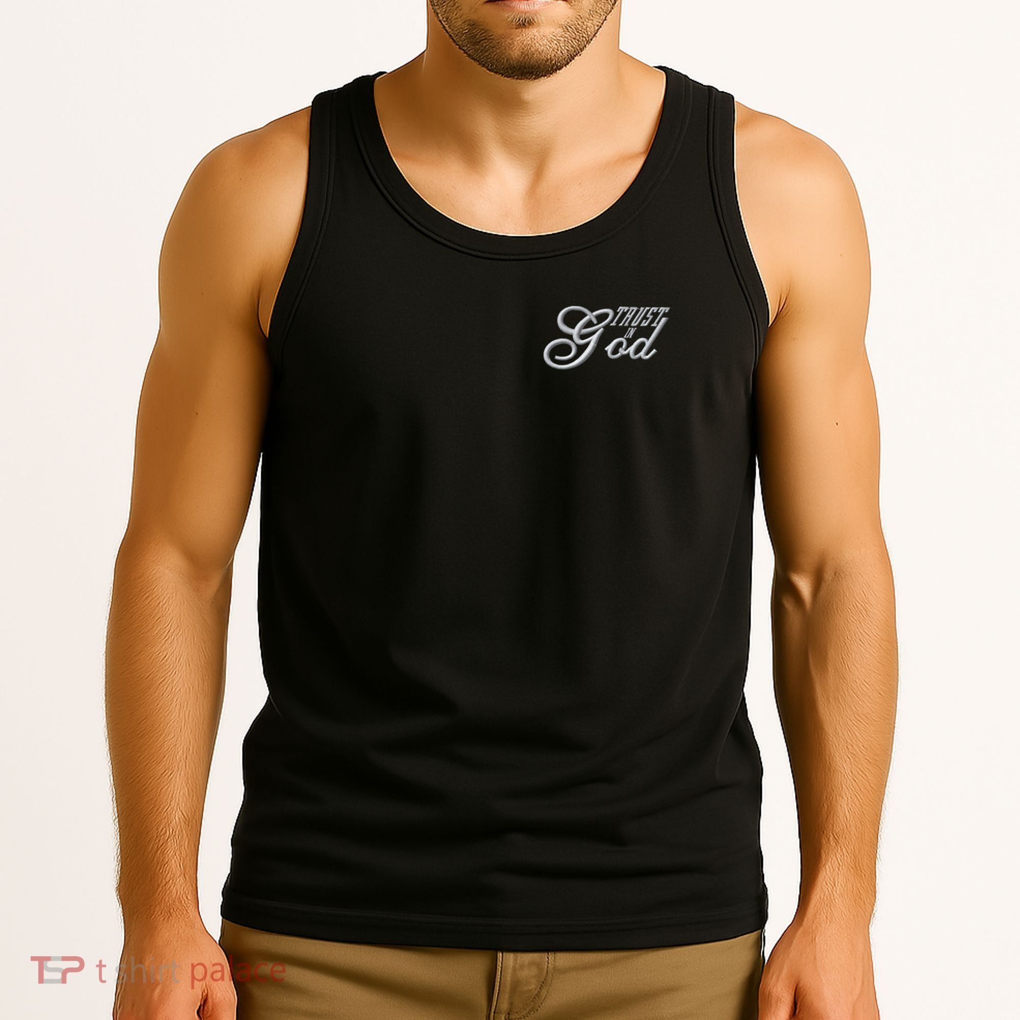 Trust In God Christian Faith In Jesus Embroidered Embroidered Tank Top