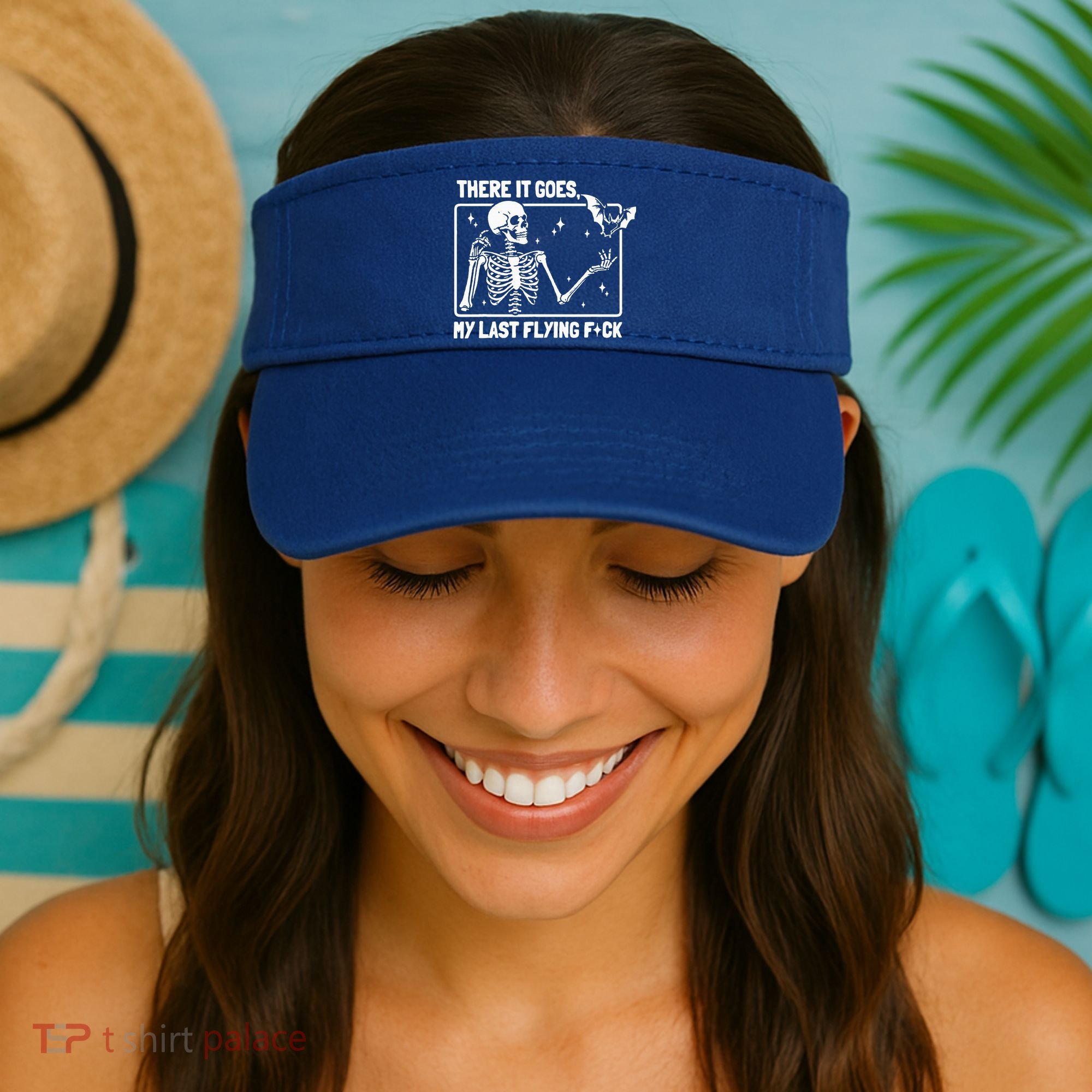 There It Goes My Last Flying F Skeletons Funny Halloween Visor