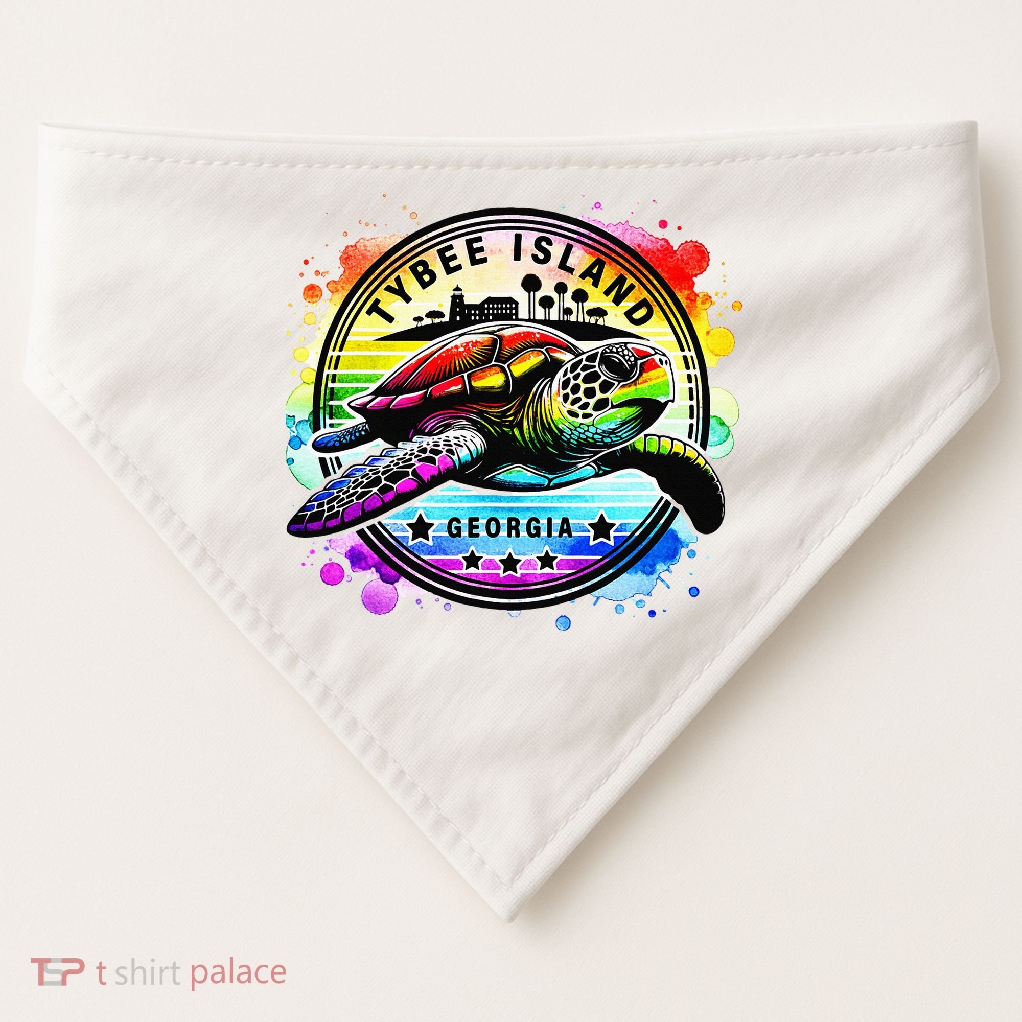 Tybee Island Georgia Sea Turtle Ga USA-Made Doggie Bandana
