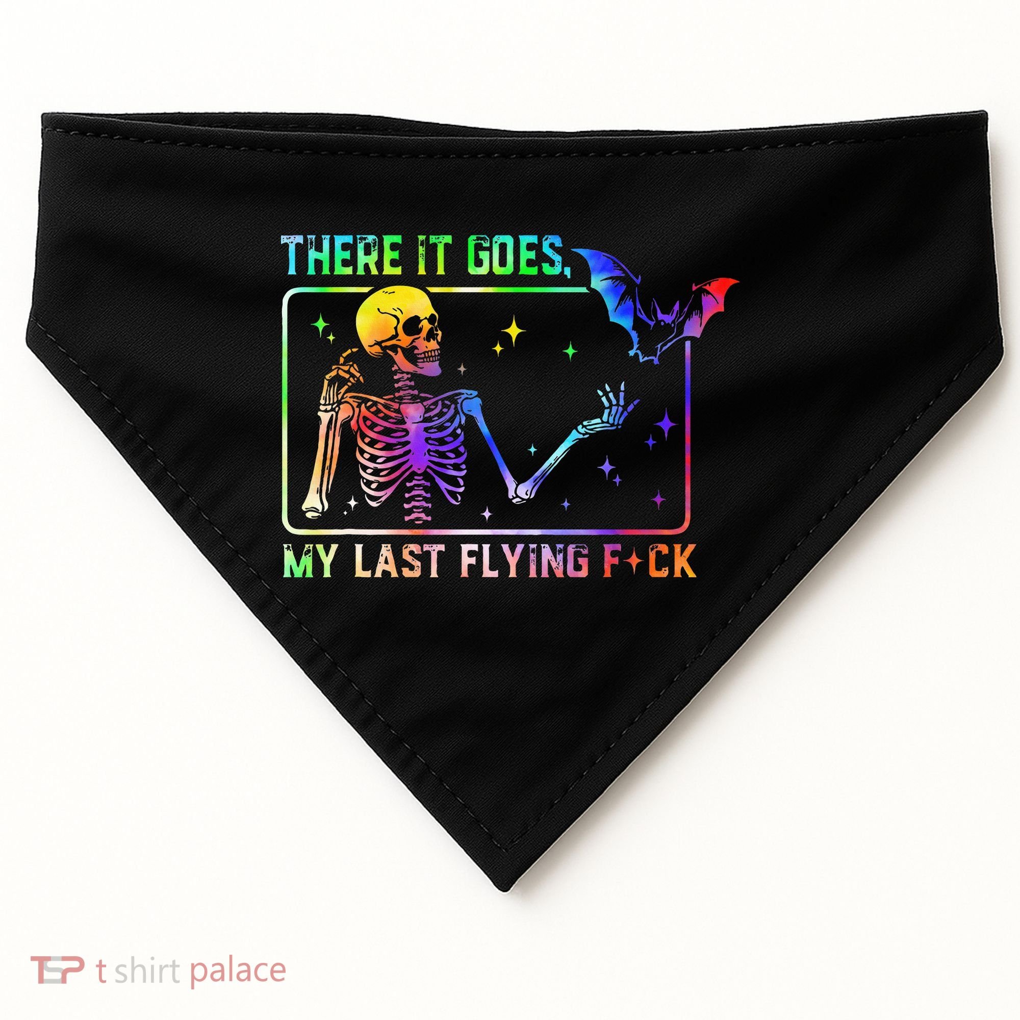 There It Goes My Last Flying Fuck Funny Skeleton Tie Dye USA-Made Doggie Bandana