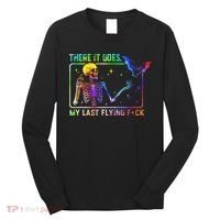 There It Goes My Last Flying Fuck Funny Skeleton Tie Dye Long Sleeve Shirt thumb 0