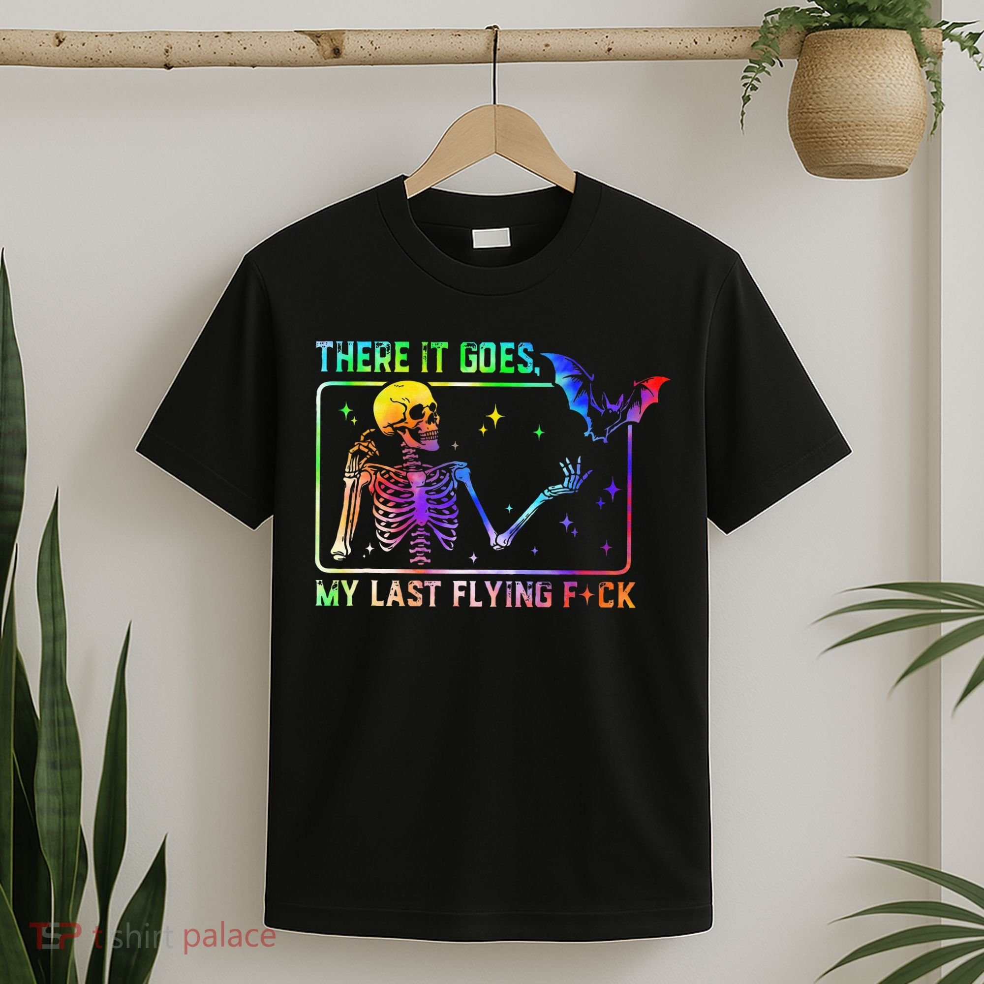 There It Goes My Last Flying Fuck Funny Skeleton Tie Dye T-Shirt