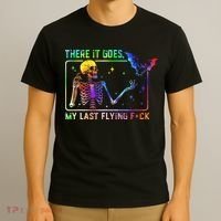 There It Goes My Last Flying Fuck Funny Skeleton Tie Dye T-Shirt thumb 3