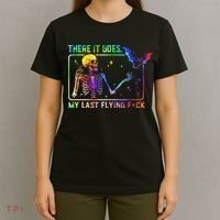 There It Goes My Last Flying Fuck Funny Skeleton Tie Dye T-Shirt thumb 4