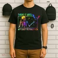 There It Goes My Last Flying Fuck Funny Skeleton Tie Dye T-Shirt thumb 6