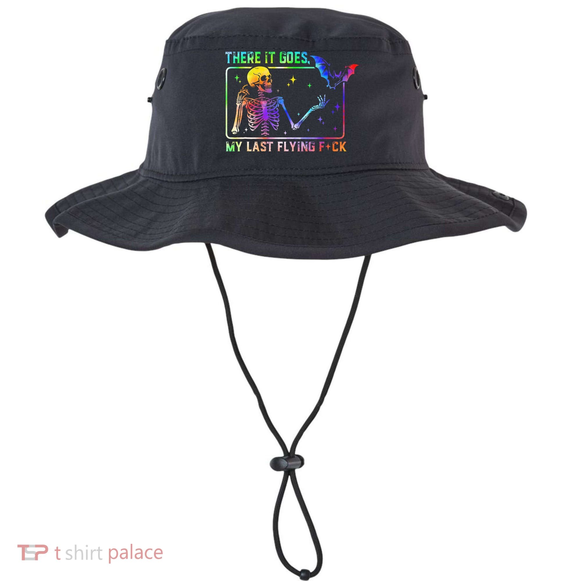 There It Goes My Last Flying Fuck Funny Skeleton Tie Dye Bucket Hat