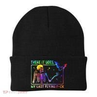 There It Goes My Last Flying Fuck Funny Skeleton Tie Dye Beanie thumb 0