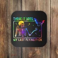 There It Goes My Last Flying Fuck Funny Skeleton Tie Dye Coaster thumb 0