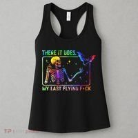 There It Goes My Last Flying Fuck Funny Skeleton Tie Dye Women's Tank Top thumb 3