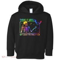 There It Goes My Last Flying Fuck Funny Skeleton Tie Dye Toddler Hoodie thumb 0