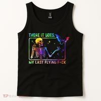There It Goes My Last Flying Fuck Funny Skeleton Tie Dye Tank Top thumb 2