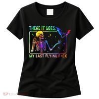There It Goes My Last Flying Fuck Funny Skeleton Tie Dye Women's T-Shirt thumb 0