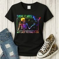There It Goes My Last Flying Fuck Funny Skeleton Tie Dye Women's T-Shirt thumb 3