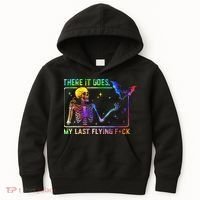 There It Goes My Last Flying Fuck Funny Skeleton Tie Dye Kids Hoodie thumb 0