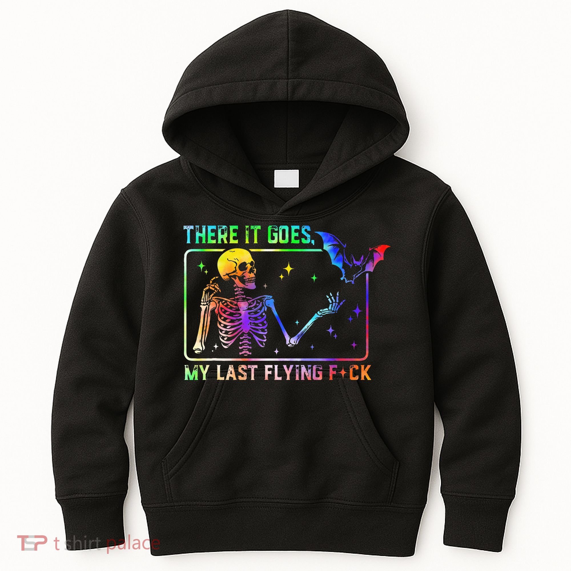 There It Goes My Last Flying Fuck Funny Skeleton Tie Dye Kids Hoodie