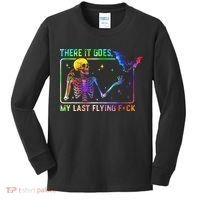 There It Goes My Last Flying Fuck Funny Skeleton Tie Dye Kids Long Sleeve Shirt thumb 0
