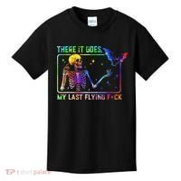 There It Goes My Last Flying Fuck Funny Skeleton Tie Dye Kids T-Shirt thumb 0