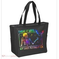 There It Goes My Last Flying Fuck Funny Skeleton Tie Dye Tote Bag thumb 2