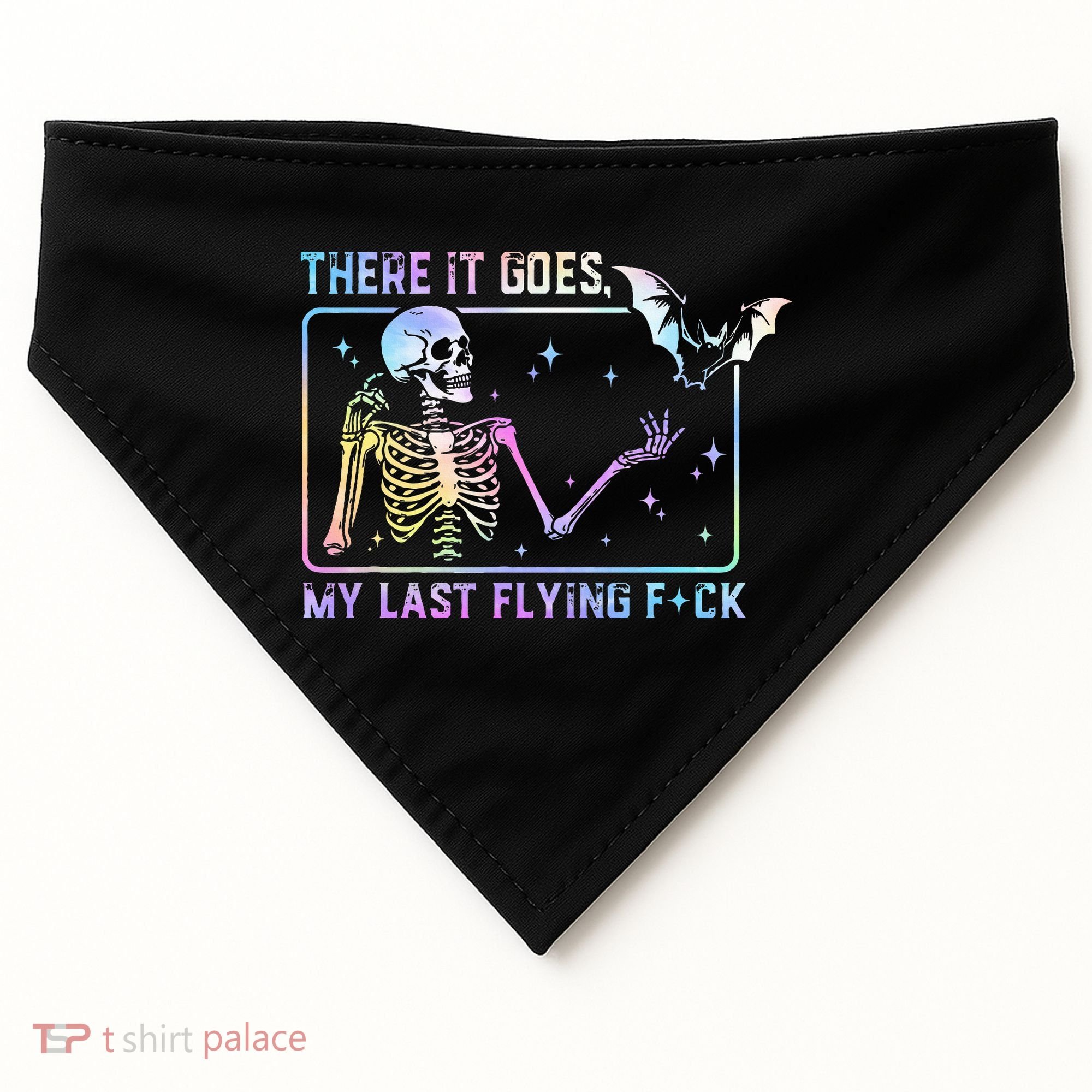 There It Goes My Last Flying Fuck Funny Skeleton Tie Dye USA-Made Doggie Bandana