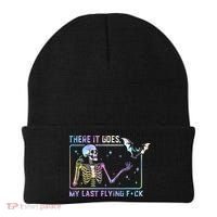 There It Goes My Last Flying Fuck Funny Skeleton Tie Dye Beanie thumb 0