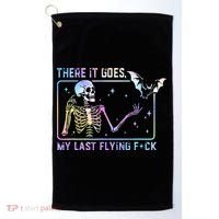 There It Goes My Last Flying Fuck Funny Skeleton Tie Dye Golf Towel thumb 0