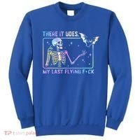 There It Goes My Last Flying Fuck Funny Skeleton Tie Dye Sweatshirt thumb 0