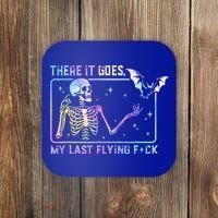There It Goes My Last Flying Fuck Funny Skeleton Tie Dye Coaster thumb 0