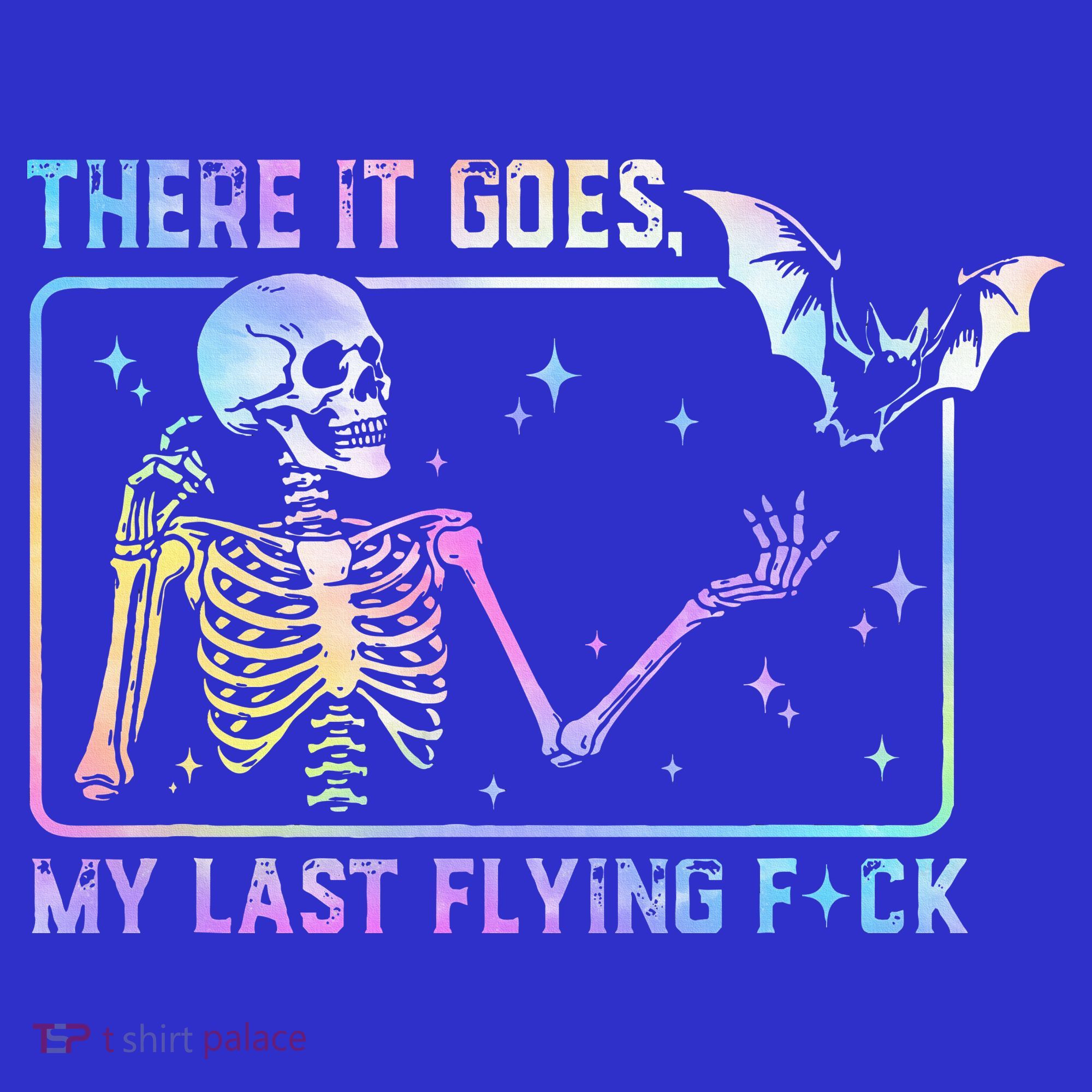 There It Goes My Last Flying Fuck Funny Skeleton Tie Dye Coaster