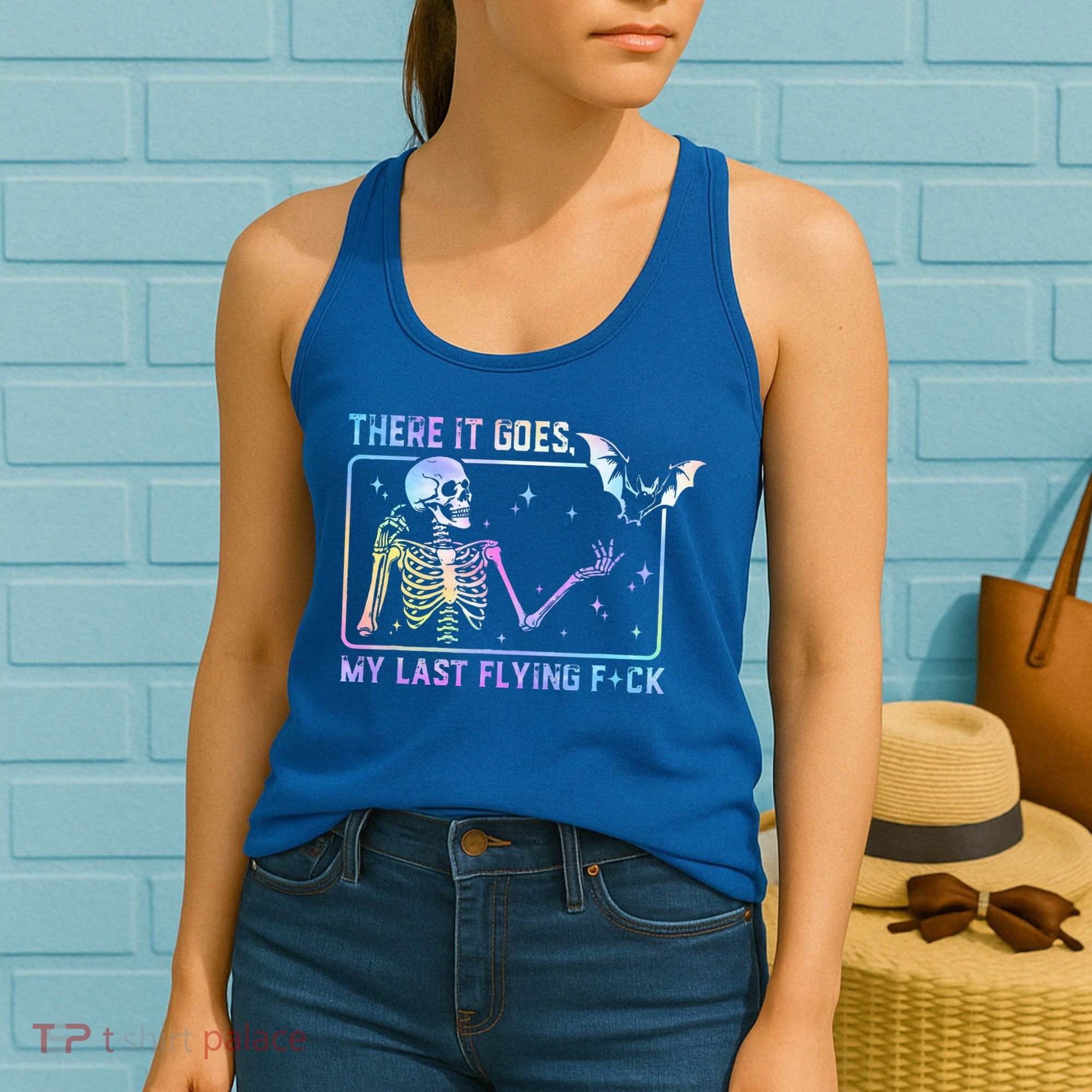 There It Goes My Last Flying Fuck Funny Skeleton Tie Dye Women's Tank Top