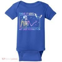 There It Goes My Last Flying Fuck Funny Skeleton Tie Dye Baby Bodysuit thumb 0
