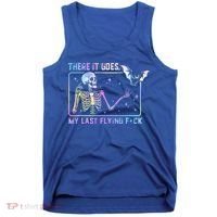 There It Goes My Last Flying Fuck Funny Skeleton Tie Dye Tank Top thumb 0