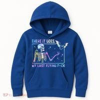 There It Goes My Last Flying Fuck Funny Skeleton Tie Dye Kids Hoodie thumb 0