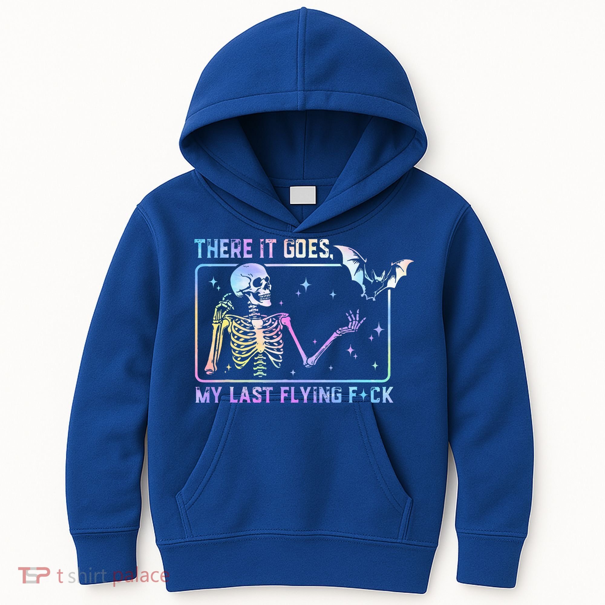 There It Goes My Last Flying Fuck Funny Skeleton Tie Dye Kids Hoodie