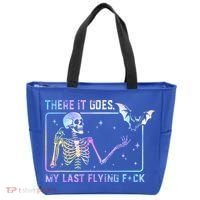 There It Goes My Last Flying Fuck Funny Skeleton Tie Dye Tote Bag thumb 0