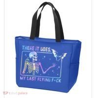There It Goes My Last Flying Fuck Funny Skeleton Tie Dye Tote Bag thumb 3