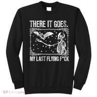 There It Goes My Last Flying Fuck Skeleton Funny Halloween Sweatshirt thumb 0