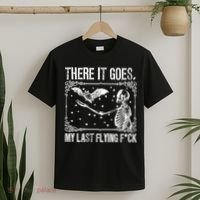 There It Goes My Last Flying Fuck Skeleton Funny Halloween T-Shirt thumb 2