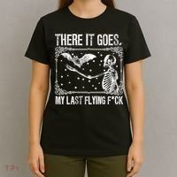 There It Goes My Last Flying Fuck Skeleton Funny Halloween T-Shirt thumb 4