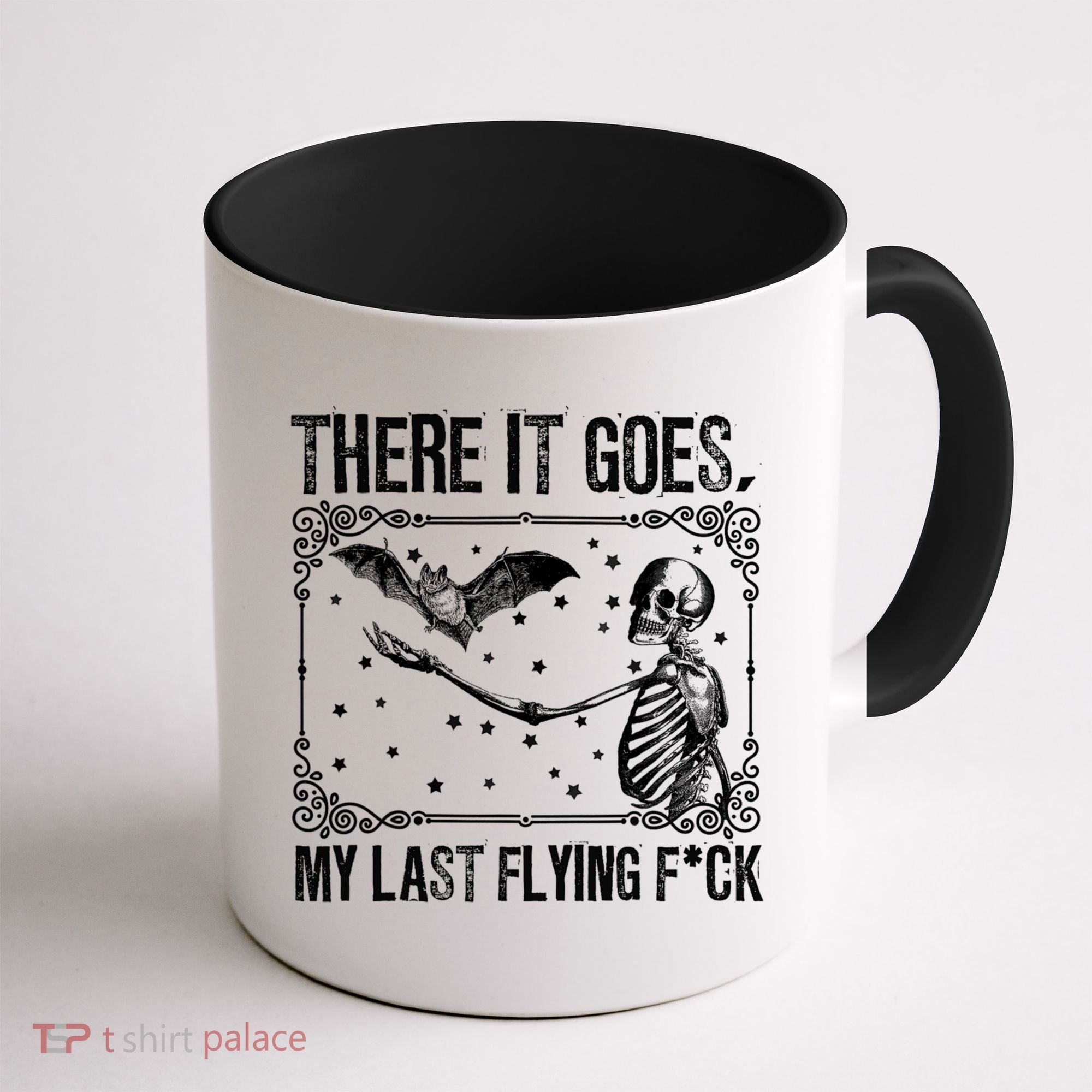 There It Goes My Last Flying Fuck Skeleton Funny Halloween Coffee Mug