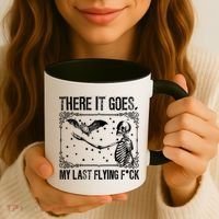 There It Goes My Last Flying Fuck Skeleton Funny Halloween Coffee Mug thumb 3