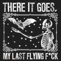 There It Goes My Last Flying Fuck Skeleton Funny Halloween Beanie thumb 2