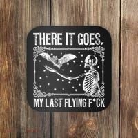 There It Goes My Last Flying Fuck Skeleton Funny Halloween Coaster thumb 0